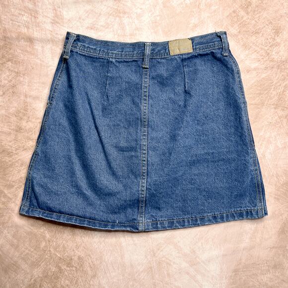 Denim Button Up Mini Skirt Blue Jean Paneled Medium Wash Women's M Streetwear - Picture 2 of 5